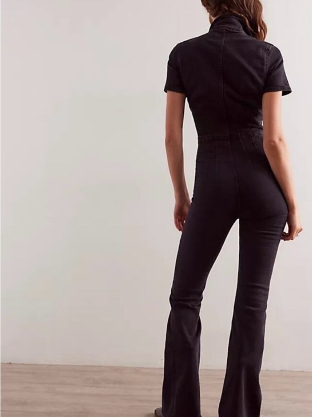 We The Free Black Short-Sleeve Zip-Front Jumpsuit - Picture 4 of 8
